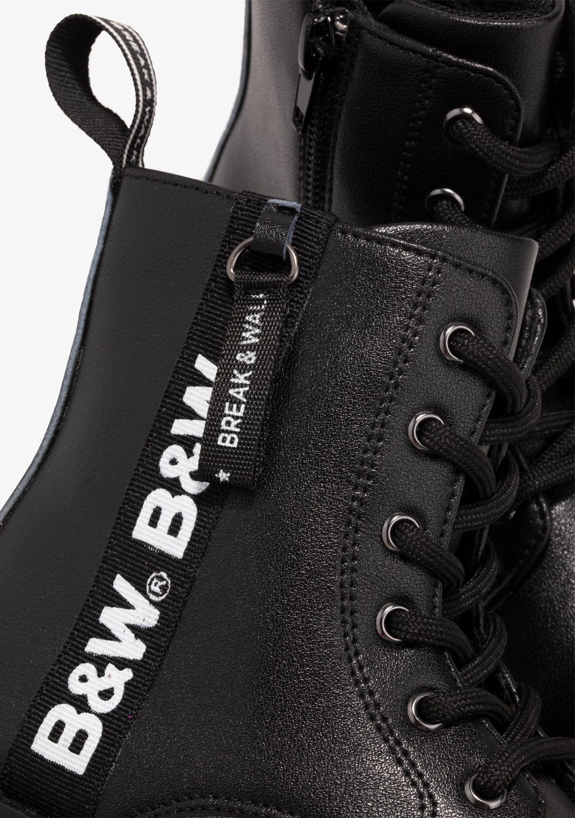 B&W JUNIOR Shoes Girl's Black Military Logo Boots B&W
