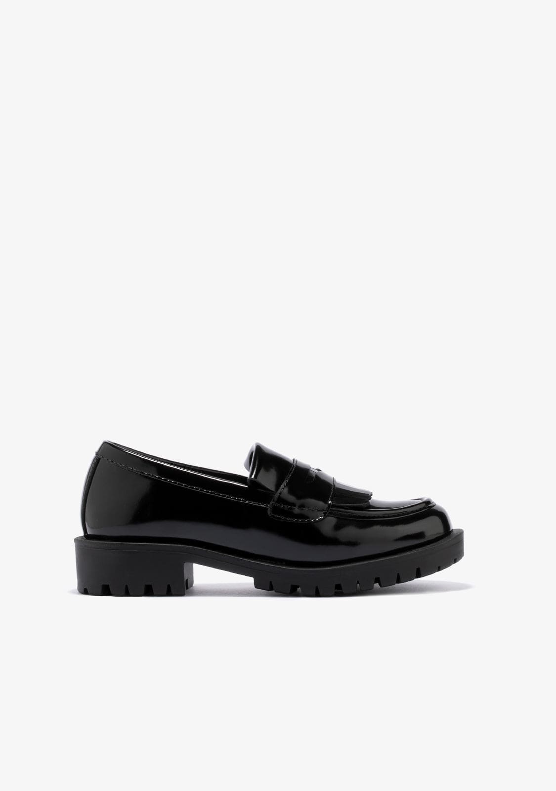 B&W JUNIOR Shoes Girl's Black Straps Loafers B&W