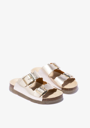 B&W JUNIOR Shoes Girl's Platinum Bio Metallized Sandals B&W