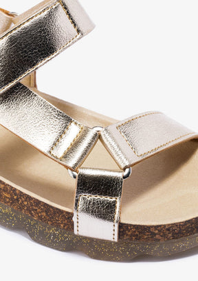 B&W JUNIOR Shoes Girl's Platinum Bio Sandals Metallized B&W
