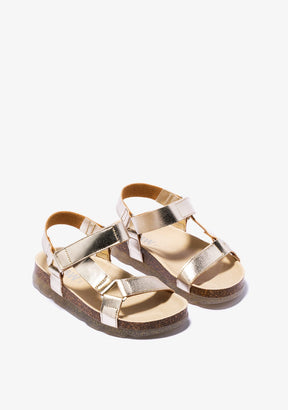 B&W JUNIOR Shoes Girl's Platinum Bio Sandals Metallized B&W