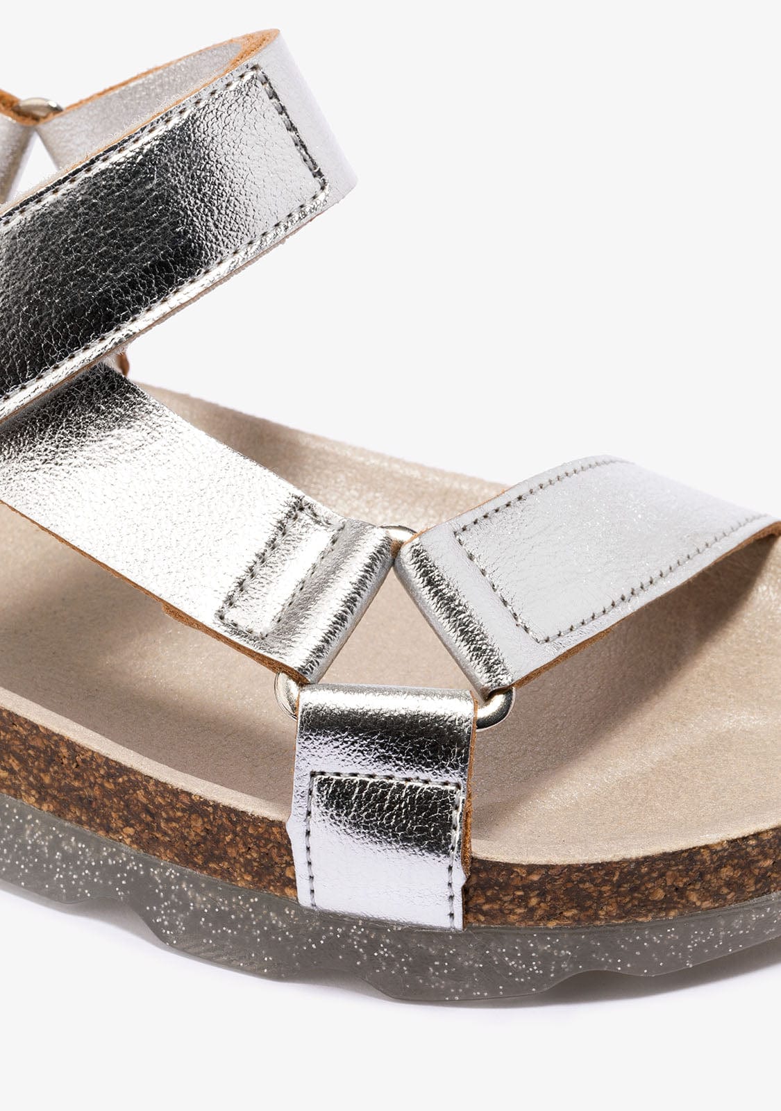 B&W JUNIOR Shoes Girl's Silver Bio Sandals Metallized B&W