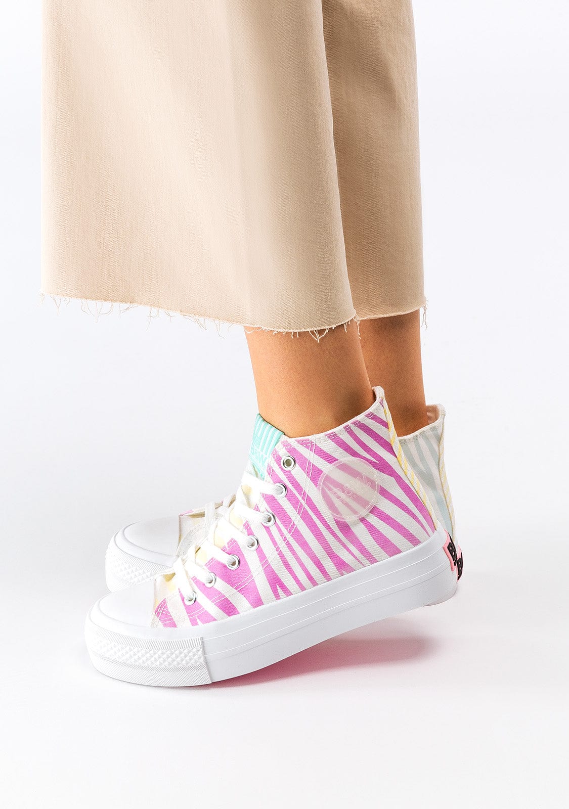 B&W JUNIOR Shoes Girl's Zebra Multicolour Solar Hi-Top Sneakers B&W