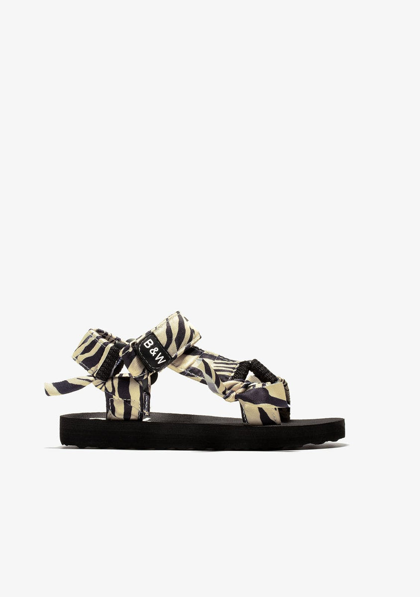 B&W Girl's Zebra Sandals in Textile with Print