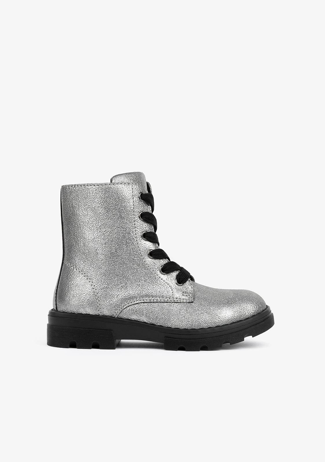 B&W JUNIOR Shoes Lead Metallized Combat Boots