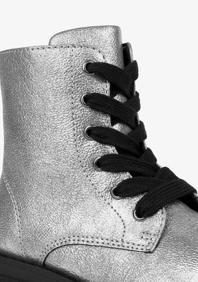 B&W JUNIOR Shoes Lead Metallized Combat Boots