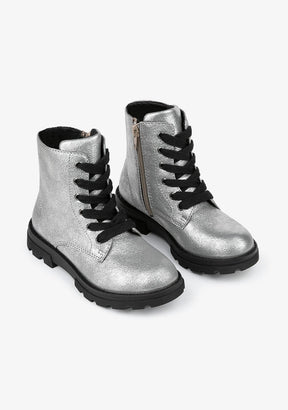 B&W JUNIOR Shoes Lead Metallized Combat Boots