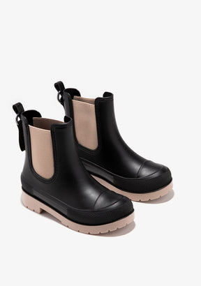 B&W JUNIOR Shoes Unisex Black Beige Rain Boots B&W