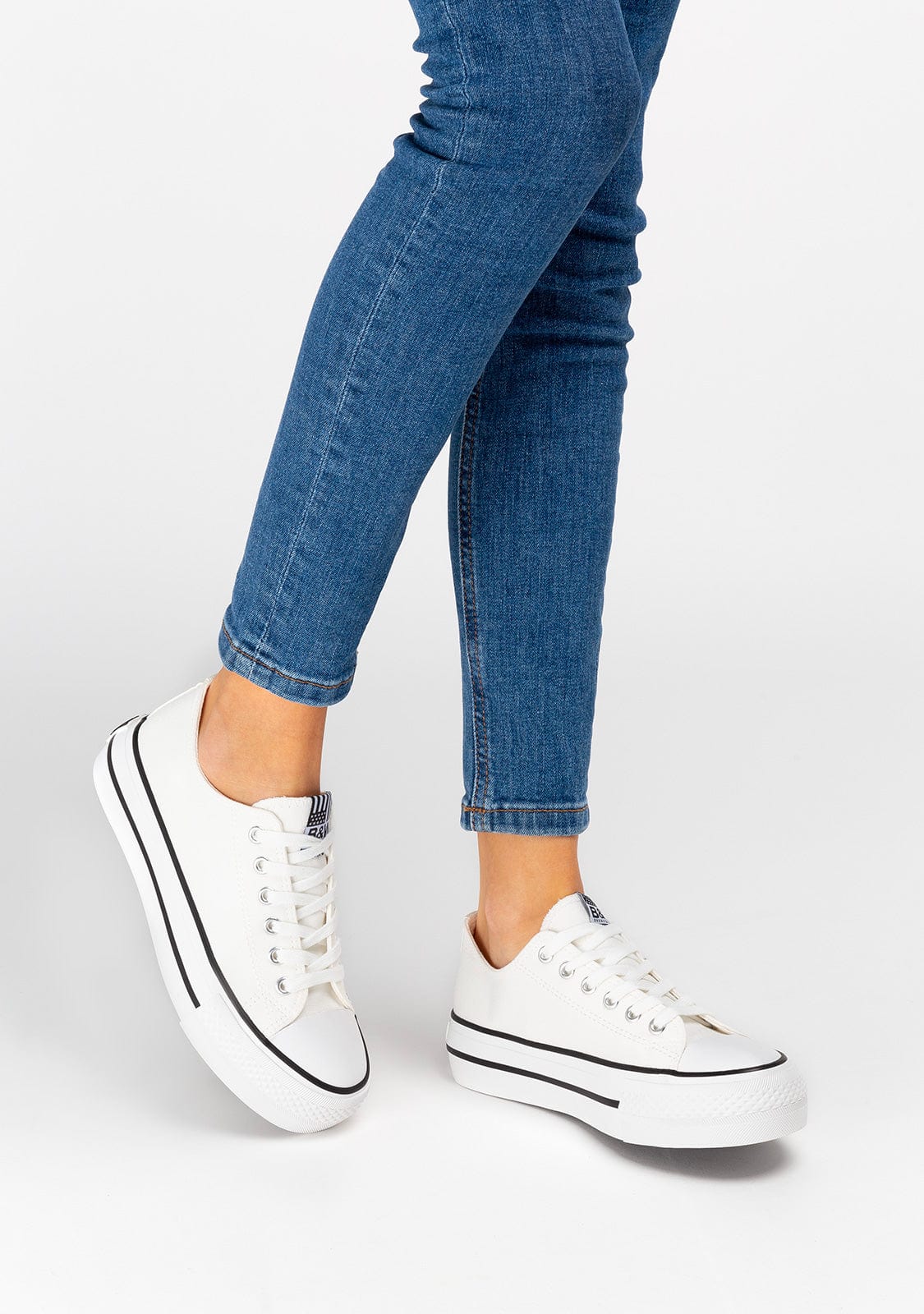 B&W JUNIOR Shoes Unisex White Basic Sneakers Canvas B&W