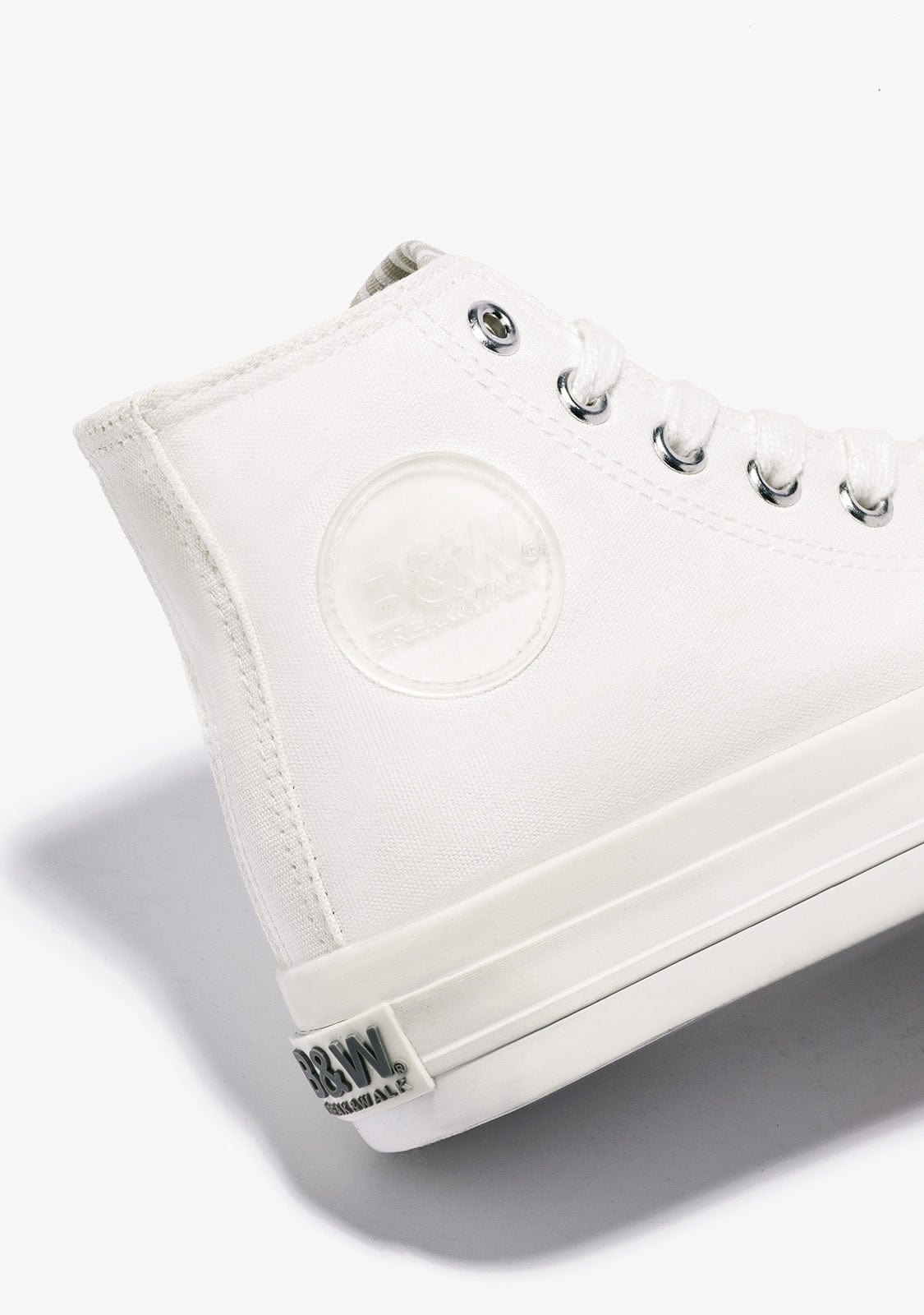 B&W JUNIOR Shoes Unisex White Logo Hi-Top Sneakers Canvas B&W