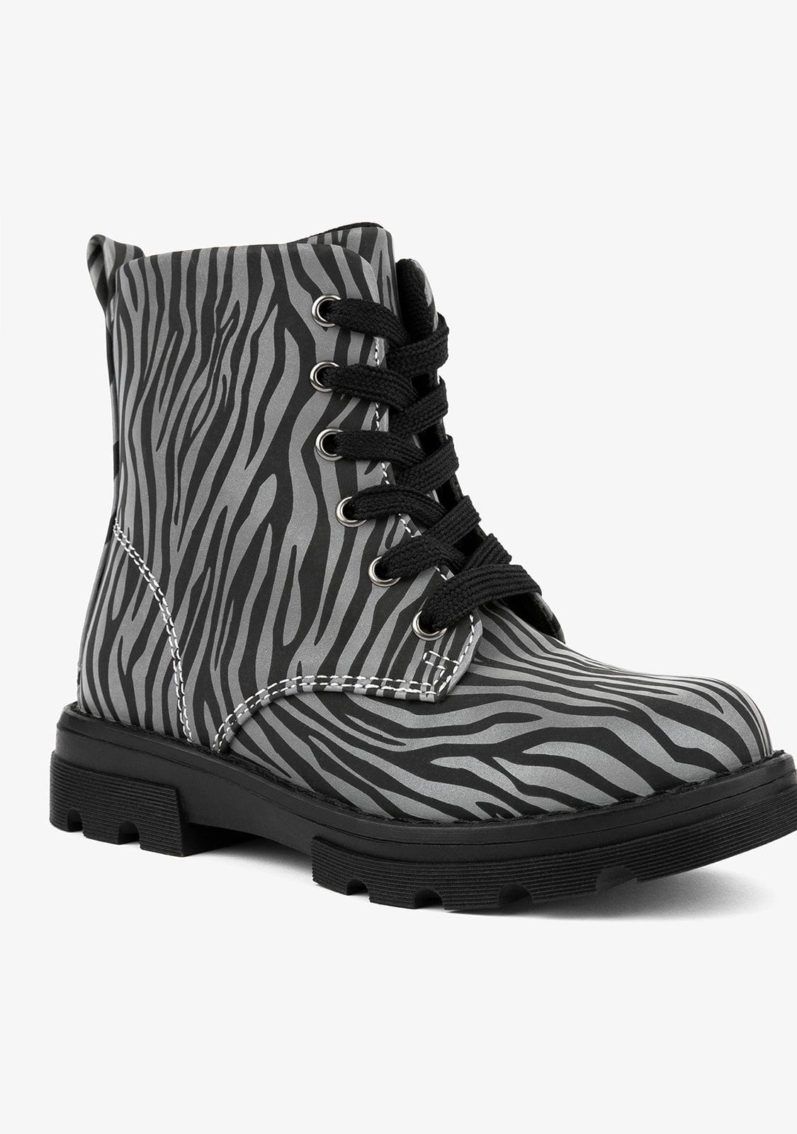 B&W JUNIOR Shoes Zebra Reflective Combat Boots