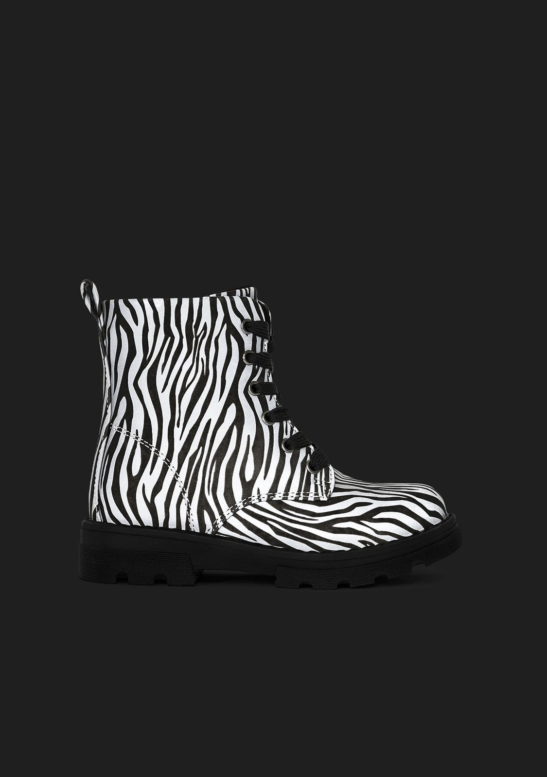 B&W JUNIOR Shoes Zebra Reflective Combat Boots