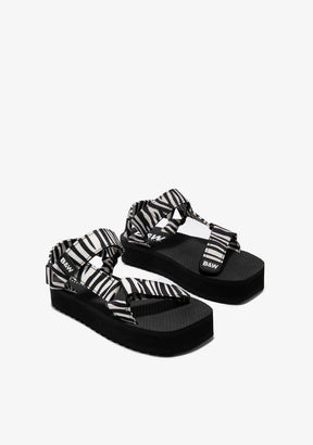B&W JUNIOR TIRAS Zebra Platform Sandals B&W
