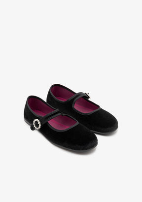 B&W JUNIOR ZAPATOS / BAILARINAS Black Velvet Ballerinas B&W