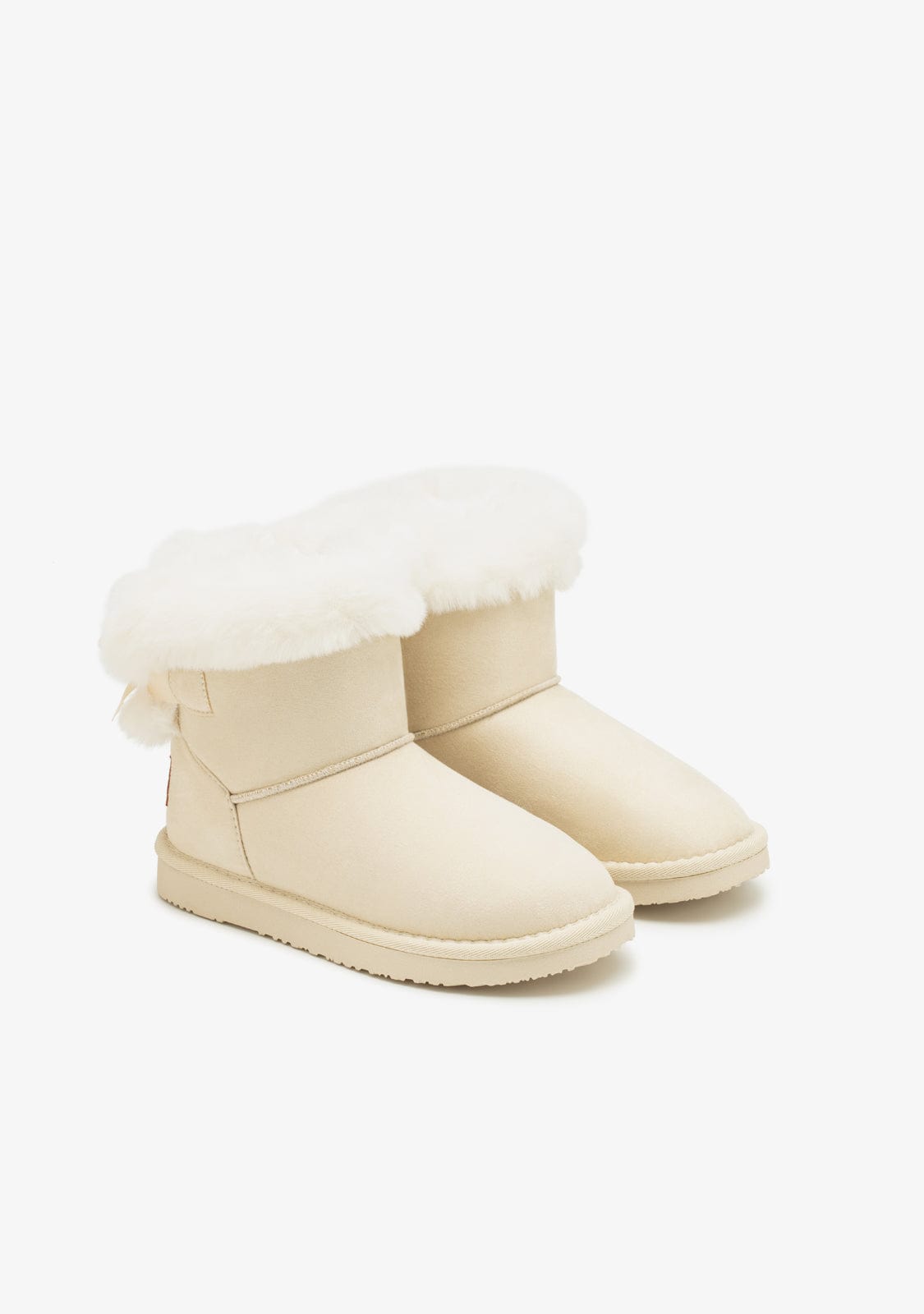 B&W JUNIOR ZAPATOS / BOTAS Y BOTINES / AUSTRALIANA Beige Bow Fur Australian Water Repellent Boots B&W