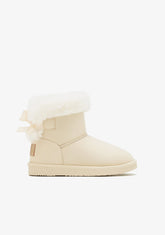 B&W JUNIOR ZAPATOS / BOTAS Y BOTINES / AUSTRALIANA Beige Bow Fur Australian Water Repellent Boots B&W