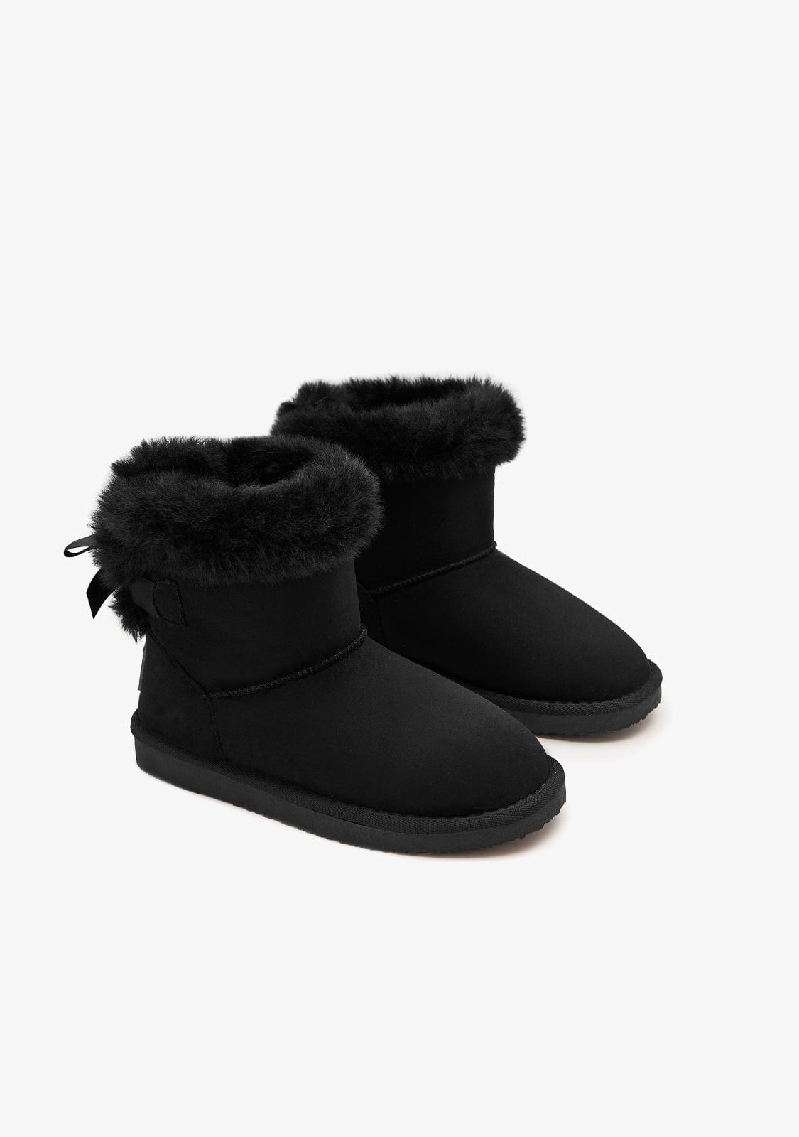 B&W JUNIOR ZAPATOS / BOTAS Y BOTINES / AUSTRALIANA Black Bow Fur Australian Boots Water Repellent B&W