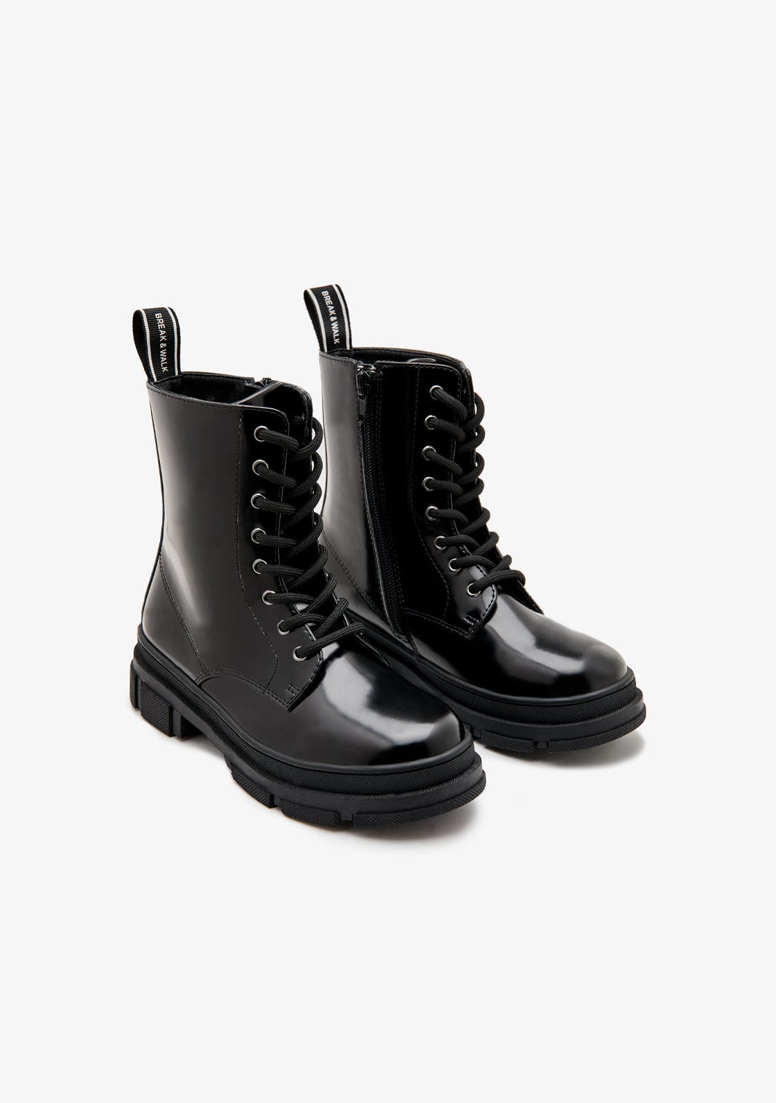 Black patent military boots best sale