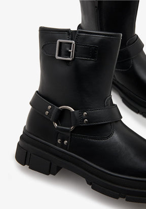 B&W JUNIOR ZAPATOS / BOTAS Y BOTINES / MOTERA Black Low Biker Boots B&W