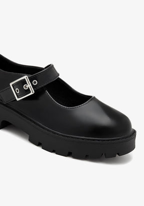 B&W JUNIOR ZAPATOS / MERCEDITAS Black Buckle Loafers B&W