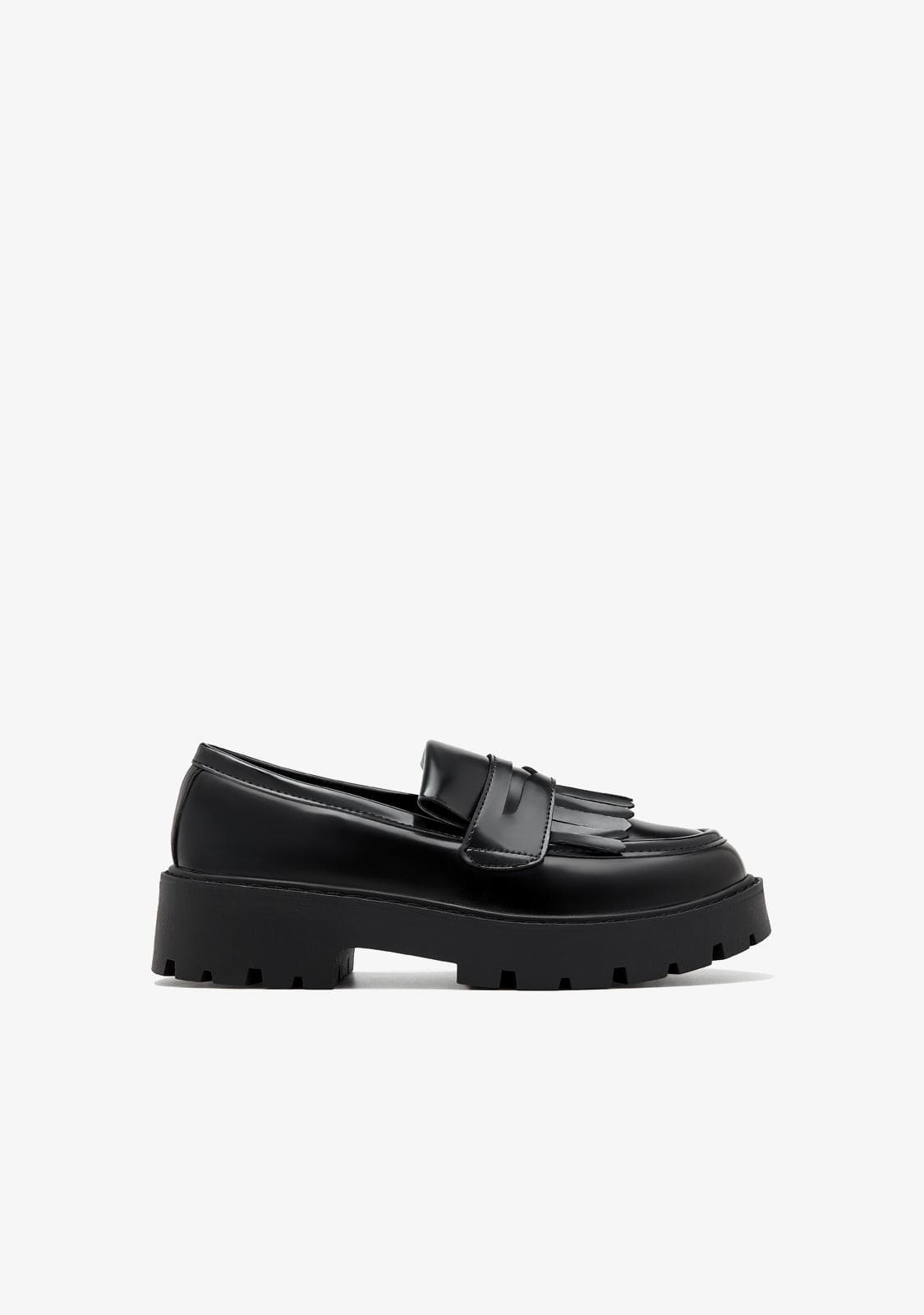 B&W JUNIOR ZAPATOS / MOCASIN Black Fringe Loafers B&W