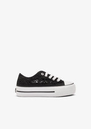 B&W JUNIOR ZAPATOS / SNEAKERS / BASKET Black Crochet Low Sneakers