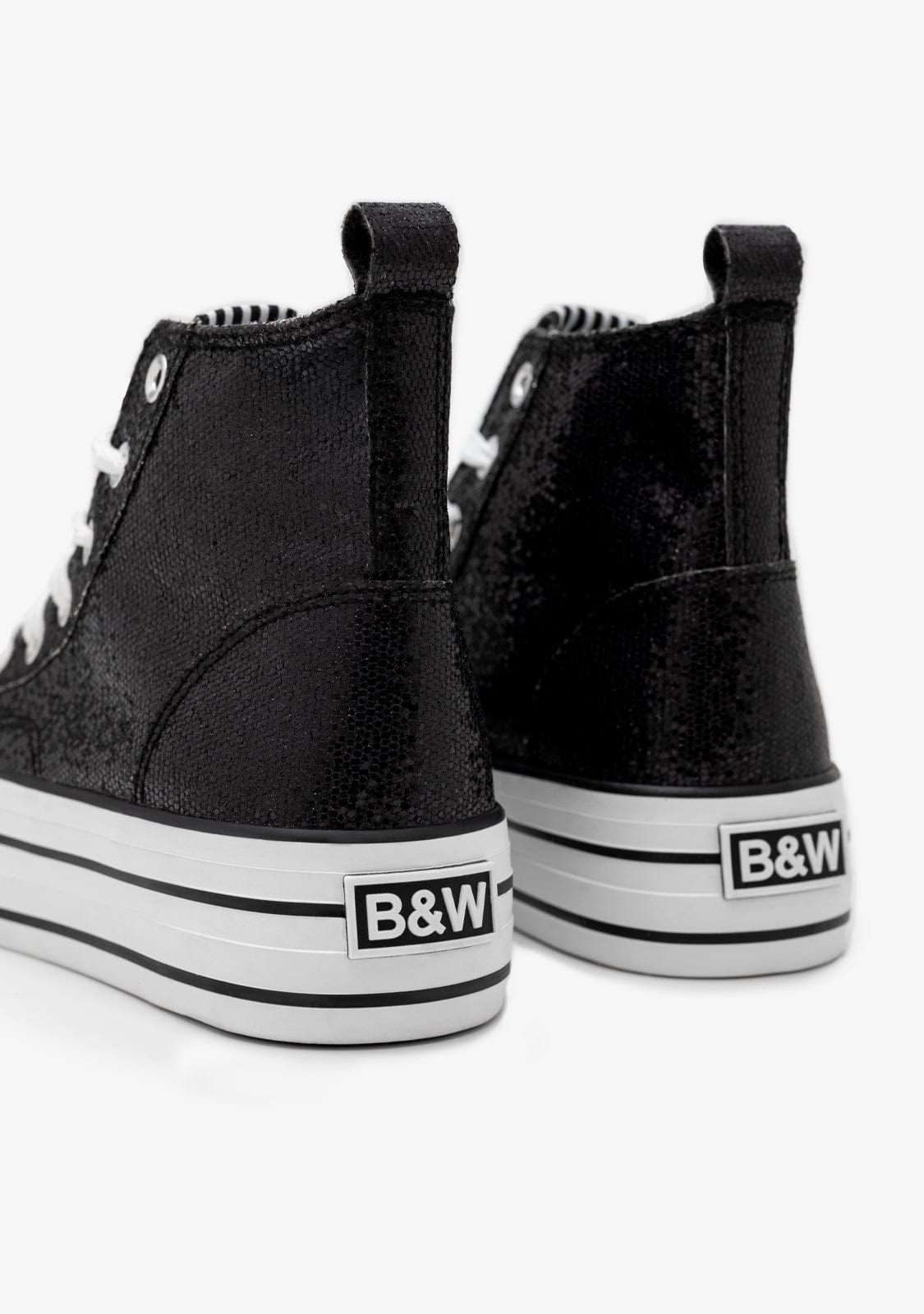 B&W JUNIOR ZAPATOS / SNEAKERS / BASKET Black Glitter High Top Sneakers B&W