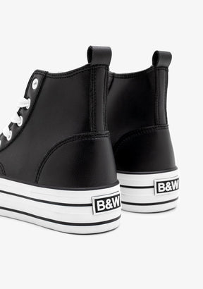 B&W JUNIOR ZAPATOS / SNEAKERS / BASKET Black Napa High Top Sneakers B&W