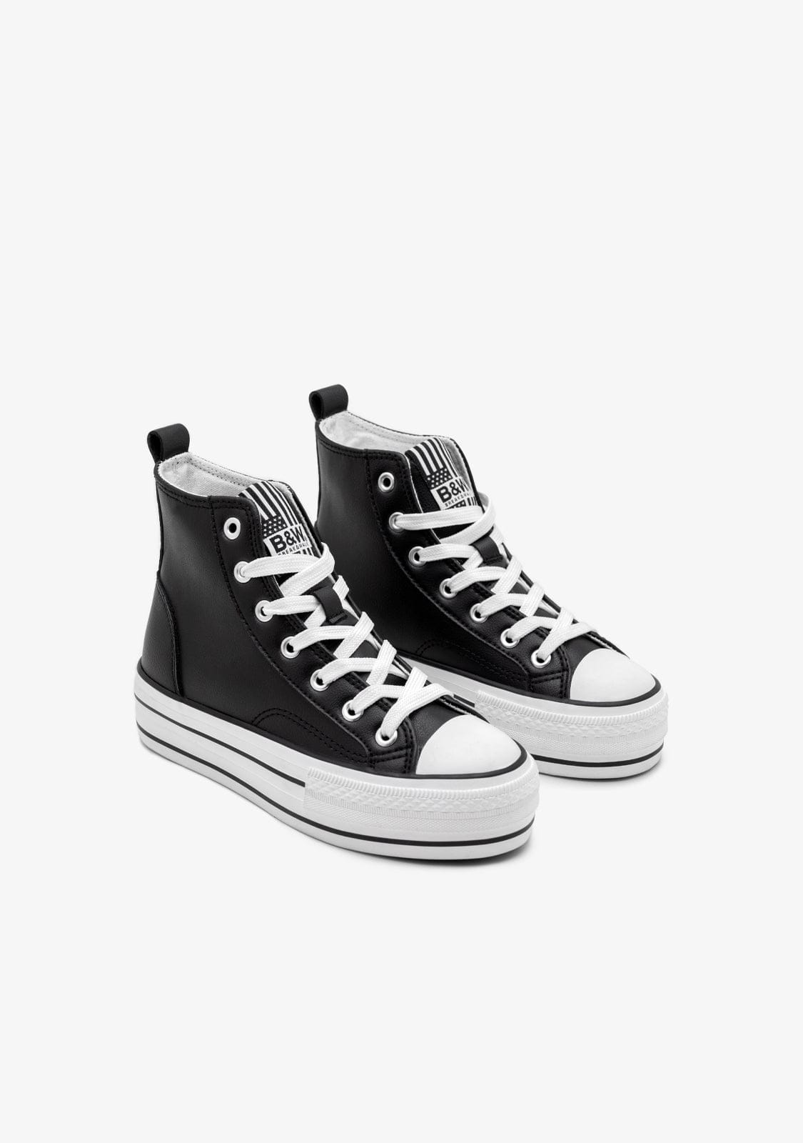 B&W JUNIOR ZAPATOS / SNEAKERS / BASKET Black Napa High Top Sneakers B&W