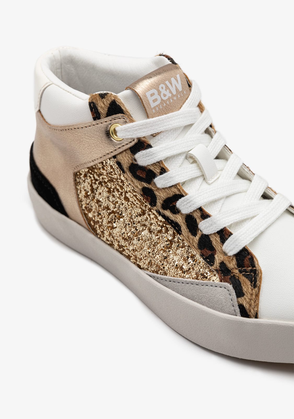 Leopard Glitter High Top Sneakers B W