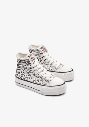 B&W JUNIOR ZAPATOS / SNEAKERS / BASKET Patchwork Animal High Sneakers