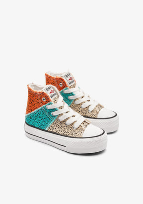 B&W JUNIOR ZAPATOS / SNEAKERS / BASKET Patchwork Dots High Sneakers