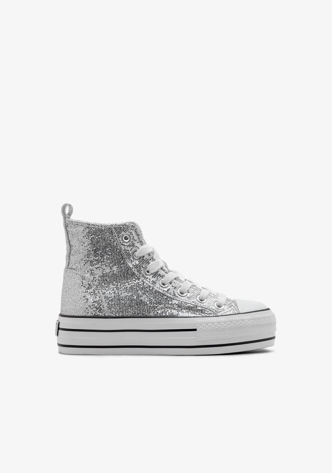 B&W JUNIOR ZAPATOS / SNEAKERS / BASKET Silver Glitter High Top Sneakers B&W