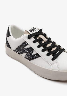 B&W JUNIOR ZAPATOS / SNEAKERS / BASKET White / Black Glitter Low Sneakers B&W