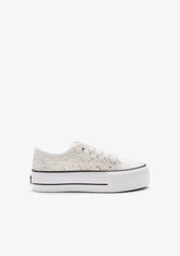 B&W JUNIOR ZAPATOS / SNEAKERS / BASKET White Crochet Low Sneakers