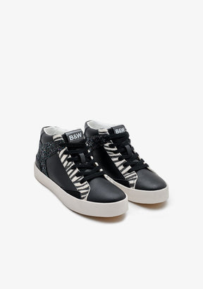 B&W JUNIOR ZAPATOS / SNEAKERS / BASKET Zebra Glitter High-Top Sneakers B&W