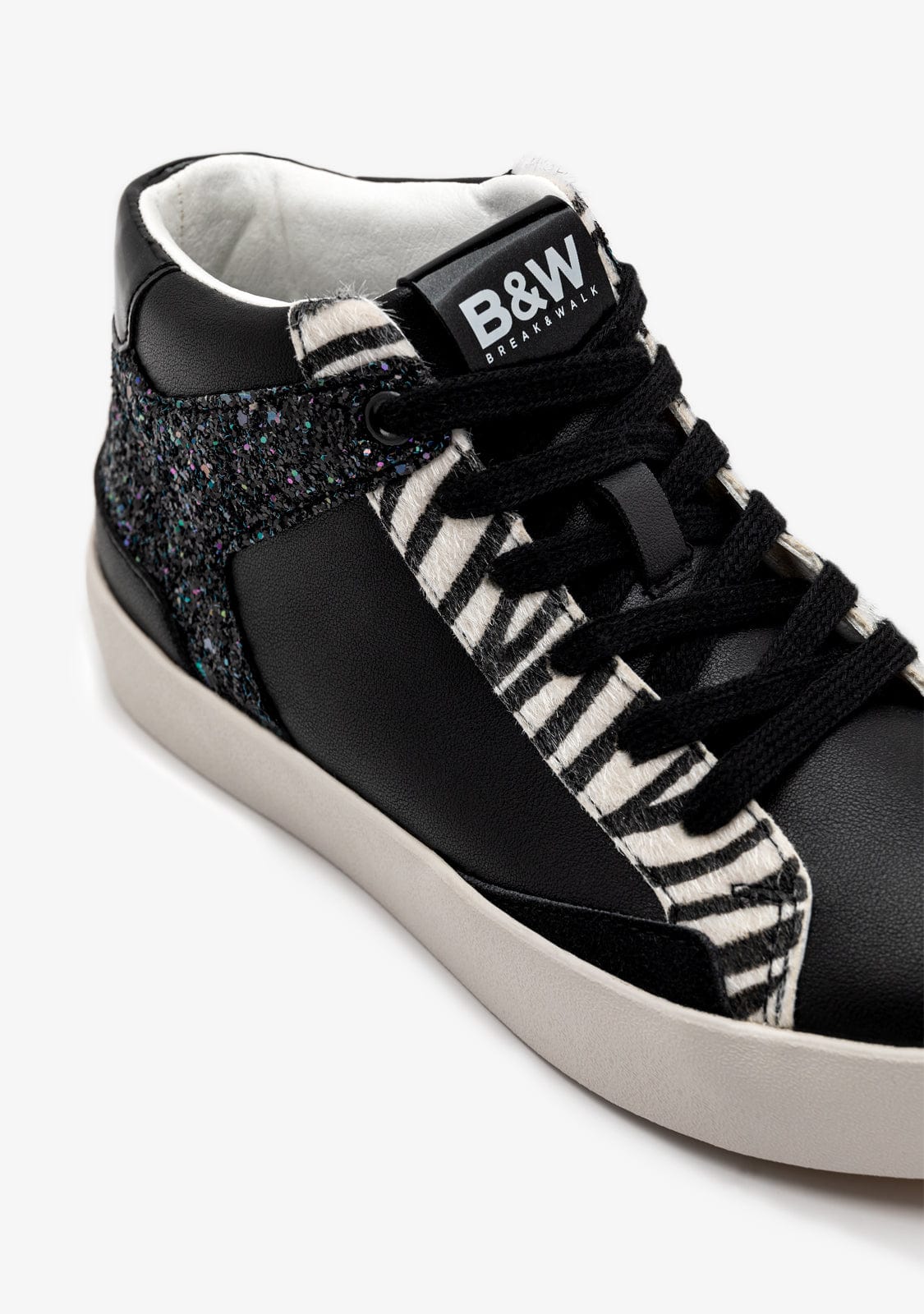 B&W JUNIOR ZAPATOS / SNEAKERS / BASKET Zebra Glitter High-Top Sneakers B&W