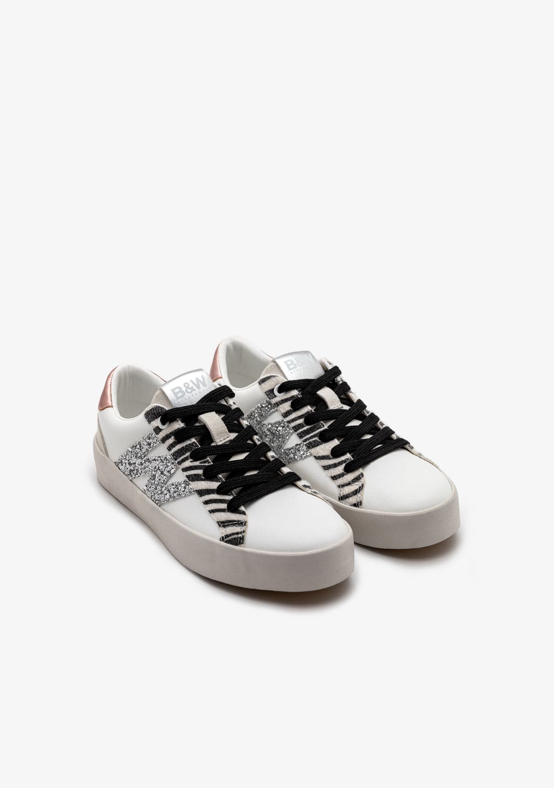 B&W JUNIOR ZAPATOS / SNEAKERS / BASKET Zebra Glitter Low Sneakers B&W