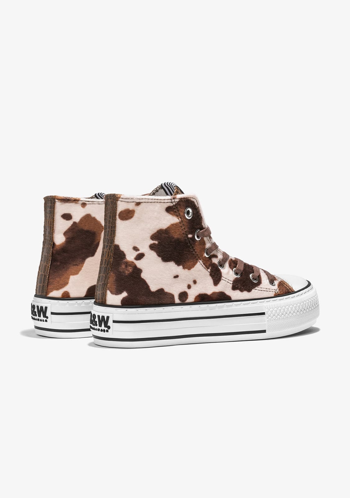 B & W Shoes Brown Pony Platform Hi-Top Sneakers Nappa