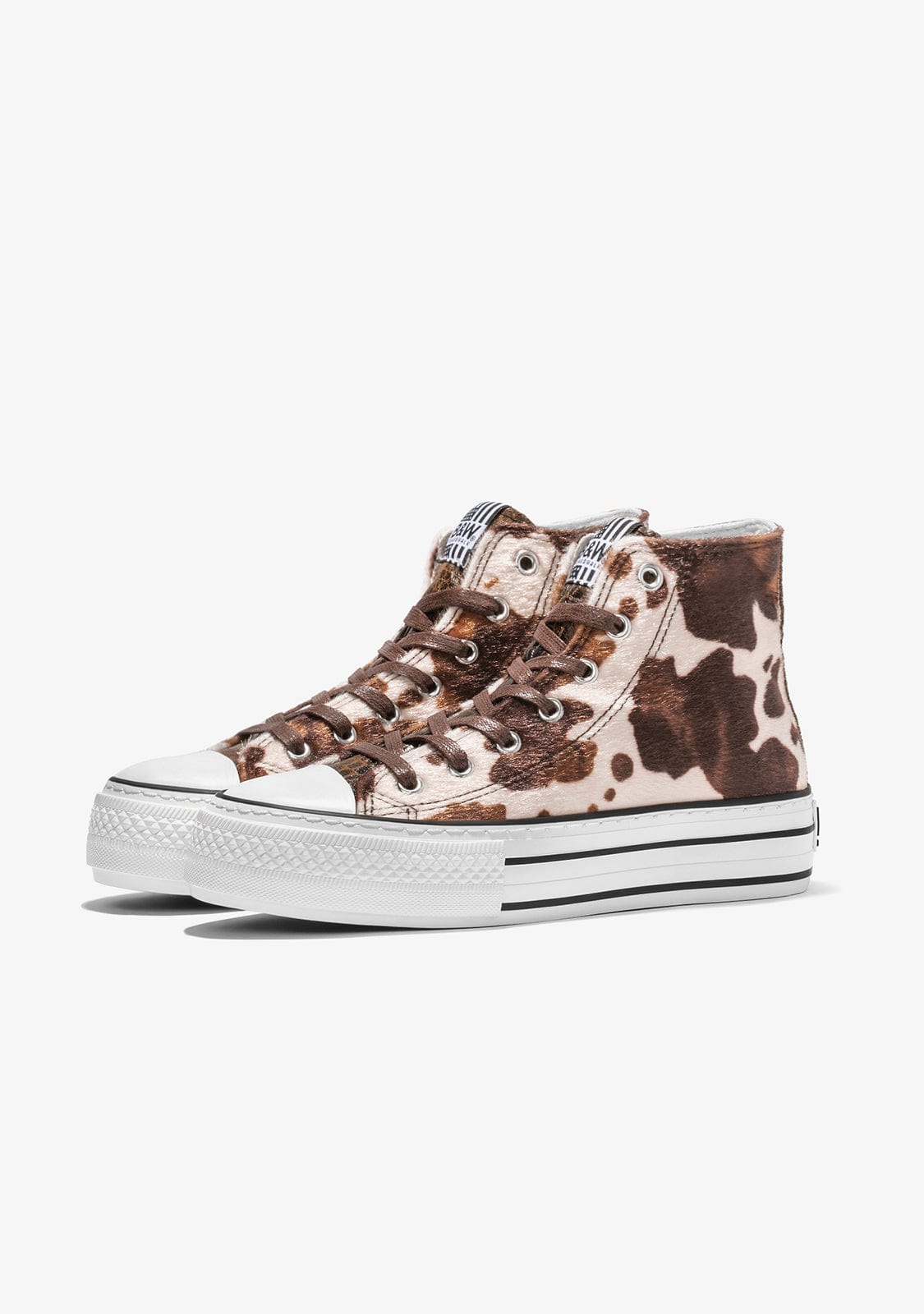 B & W Shoes Brown Pony Platform Hi-Top Sneakers Nappa