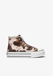 B & W Shoes Brown Pony Platform Hi-Top Sneakers Nappa