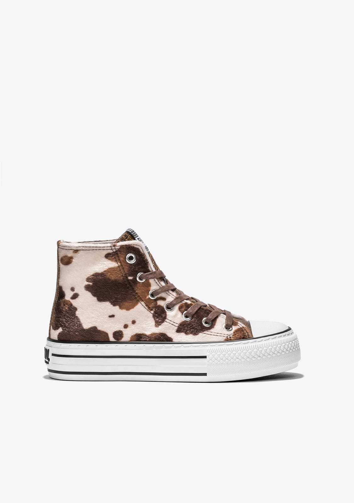 B & W Shoes Brown Pony Platform Hi-Top Sneakers Nappa