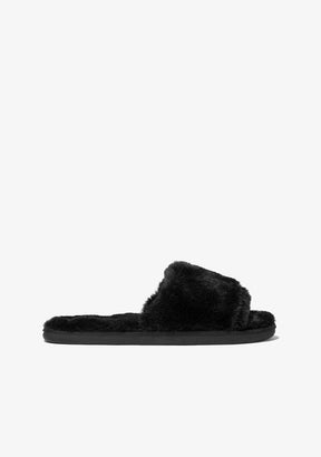 B & W Shoes Open Toe Black Home Slipper