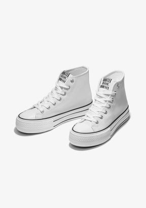 B & W Shoes White Platform Hi-Top Sneakers