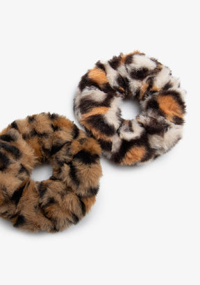 CONGUITOS ACCESORIOS / COLETEROS Leopard Fur Set Scrunchies