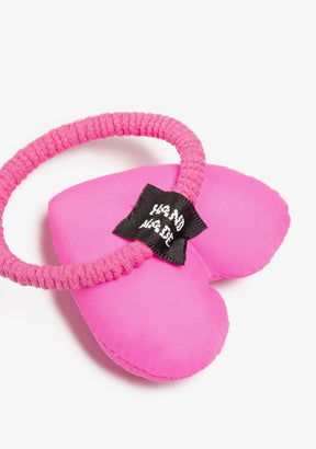 CONGUITOS ACCESORIOS / COLETEROS Pink Padded Heart Scrunchie