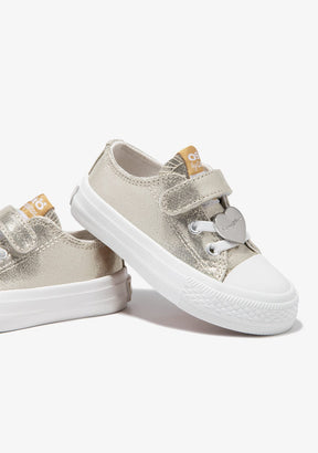 Conguitos BASKET Baby´s Metallized Gold Canvas Sneakers