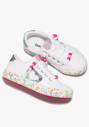 Conguitos BASKET Confetti Glitter White Sneakers