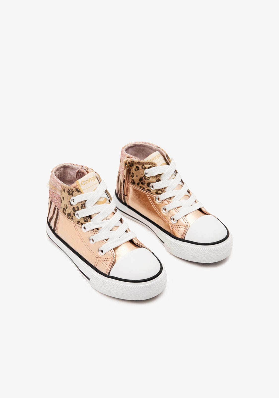 Gold Patchwork High Top Sneakers