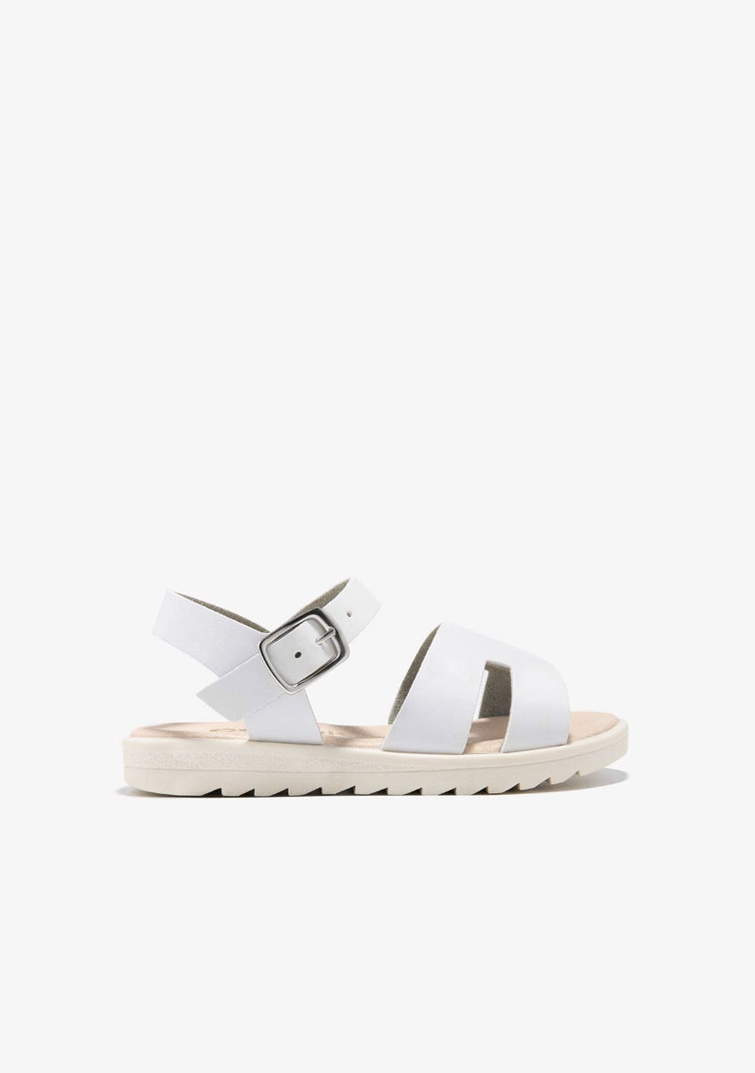 White Straps Buckle Sandals